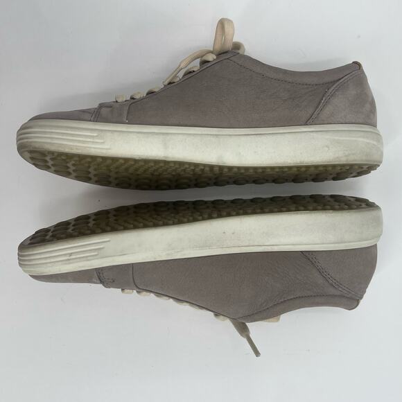 ECCO Soft 7 Shoes SZ 41 (US 10-10.5) Sneakers Taupe Gray Leather Lace Up Comfort - Picture 3 of 12